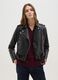 Black Faux Leather Biker Jacket with Zip_1