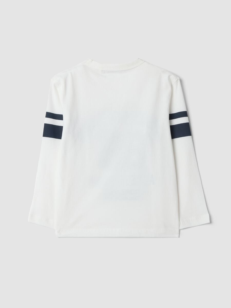 White pure cotton T-shirt with college print, regular fit_1
