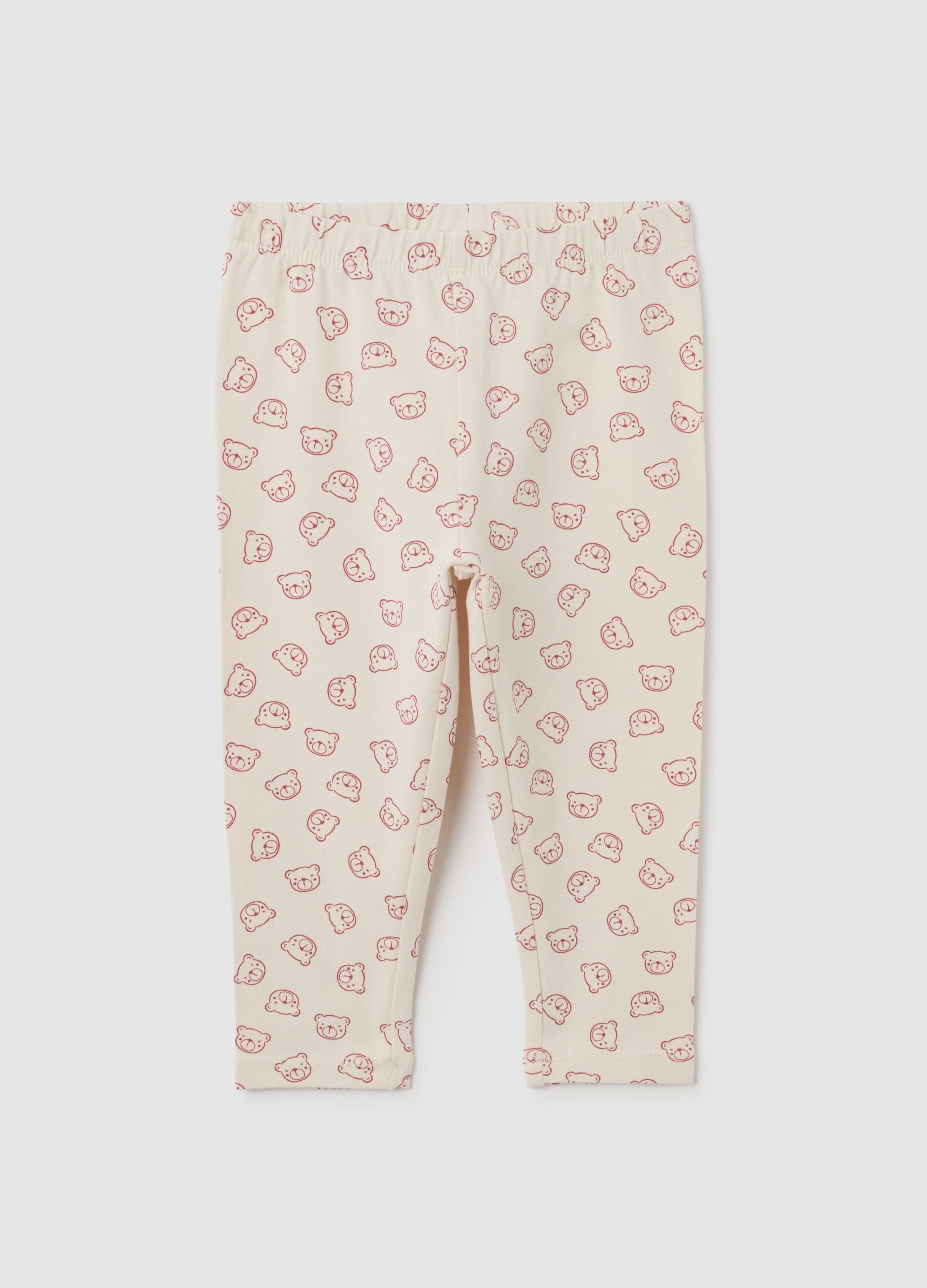 Beige cotton skinny fit leggings