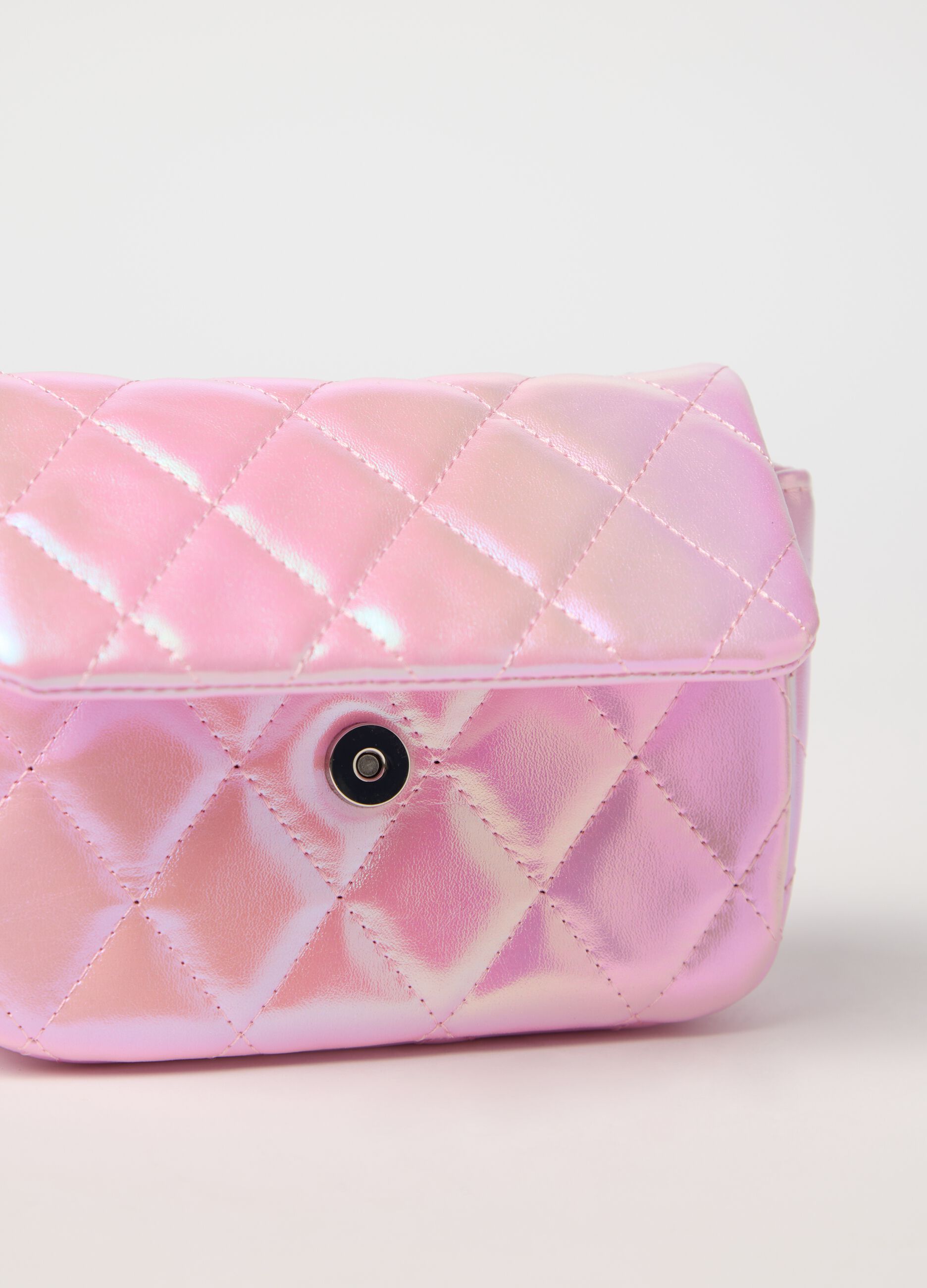 Pochette da bambina in ecopelle rosa con chiusura a pressione
