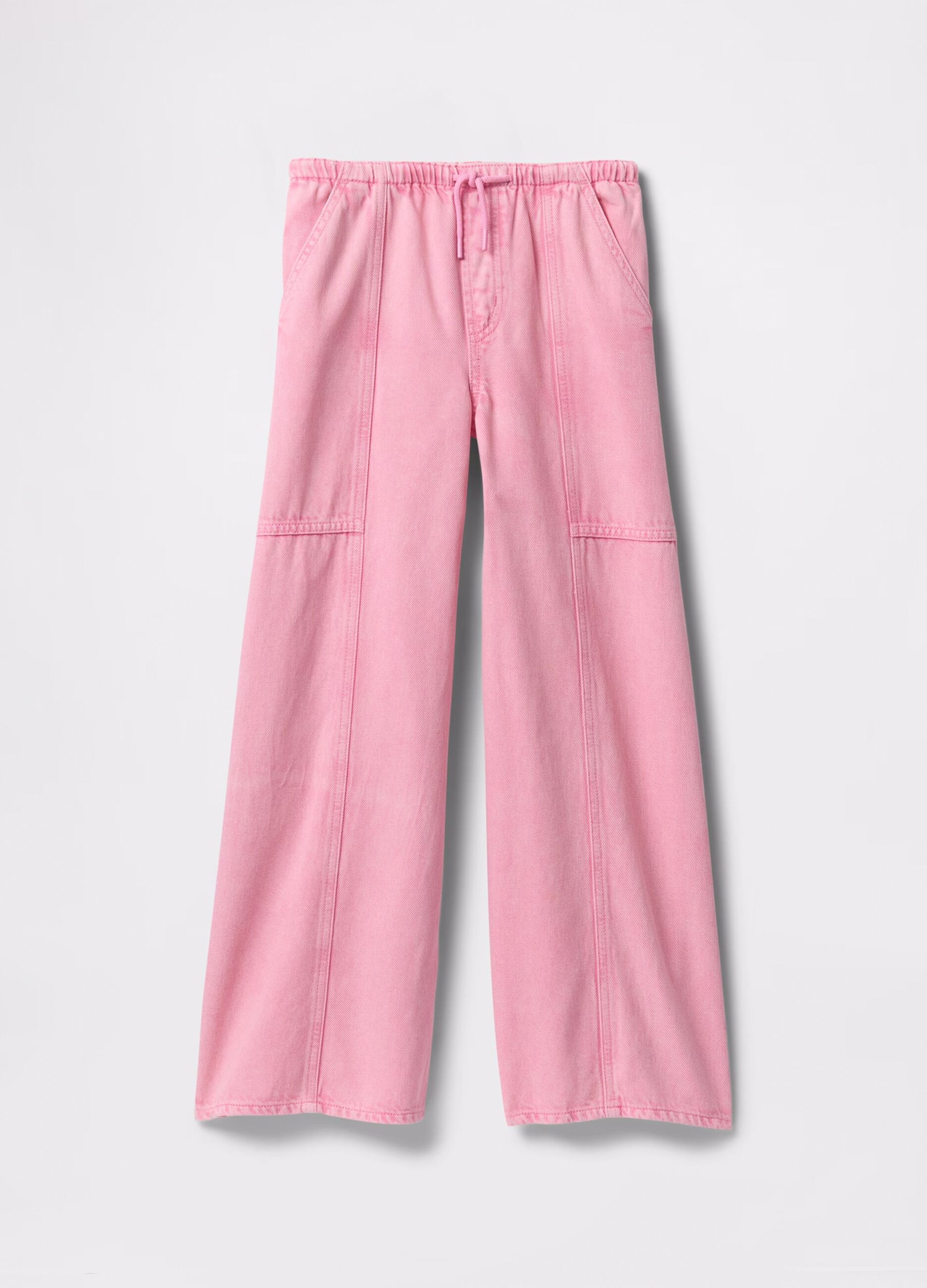 Pink wide-leg trousers with drawstring