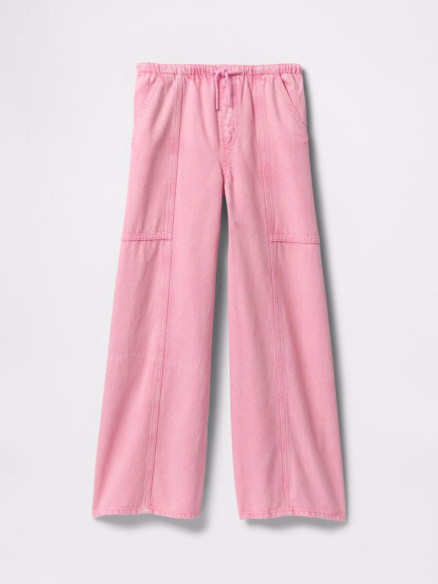 Pink wide-leg trousers with drawstring_3