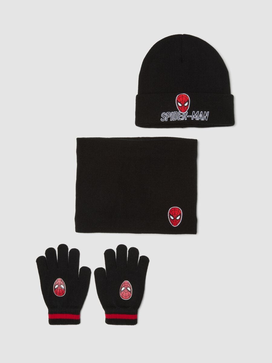 Set nero con cappello, scaldacollo e guanti Spider-Man_0