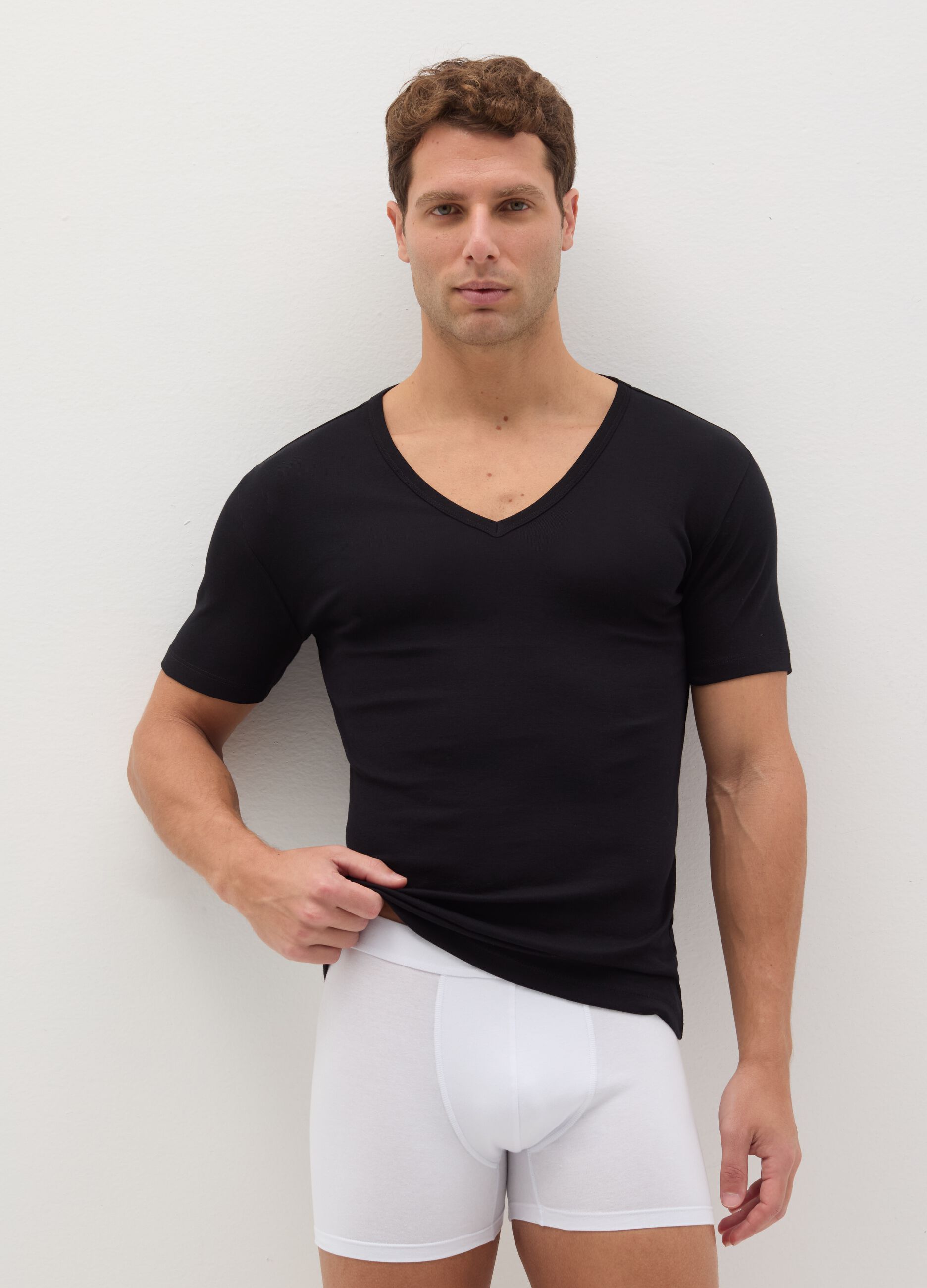 Two-pack undershirts with V neck