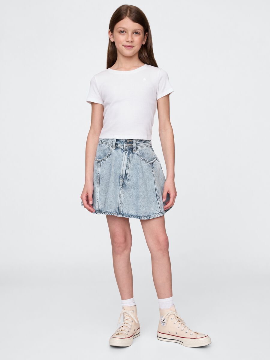 Gonna denim svasata con tasche _0