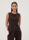 Gilet marrone in punto Milano di viscosa elasticizzata regular fit_0