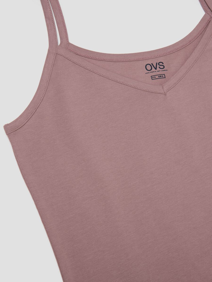 Canottiera in cotone elasticizzato rosa regular fit deep V_5