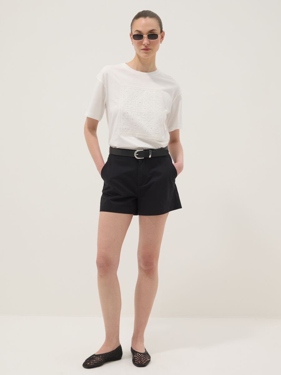 Black pure cotton shorts_0