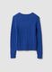 Blue pure cotton cable-knit jumper with deep V-neck_2