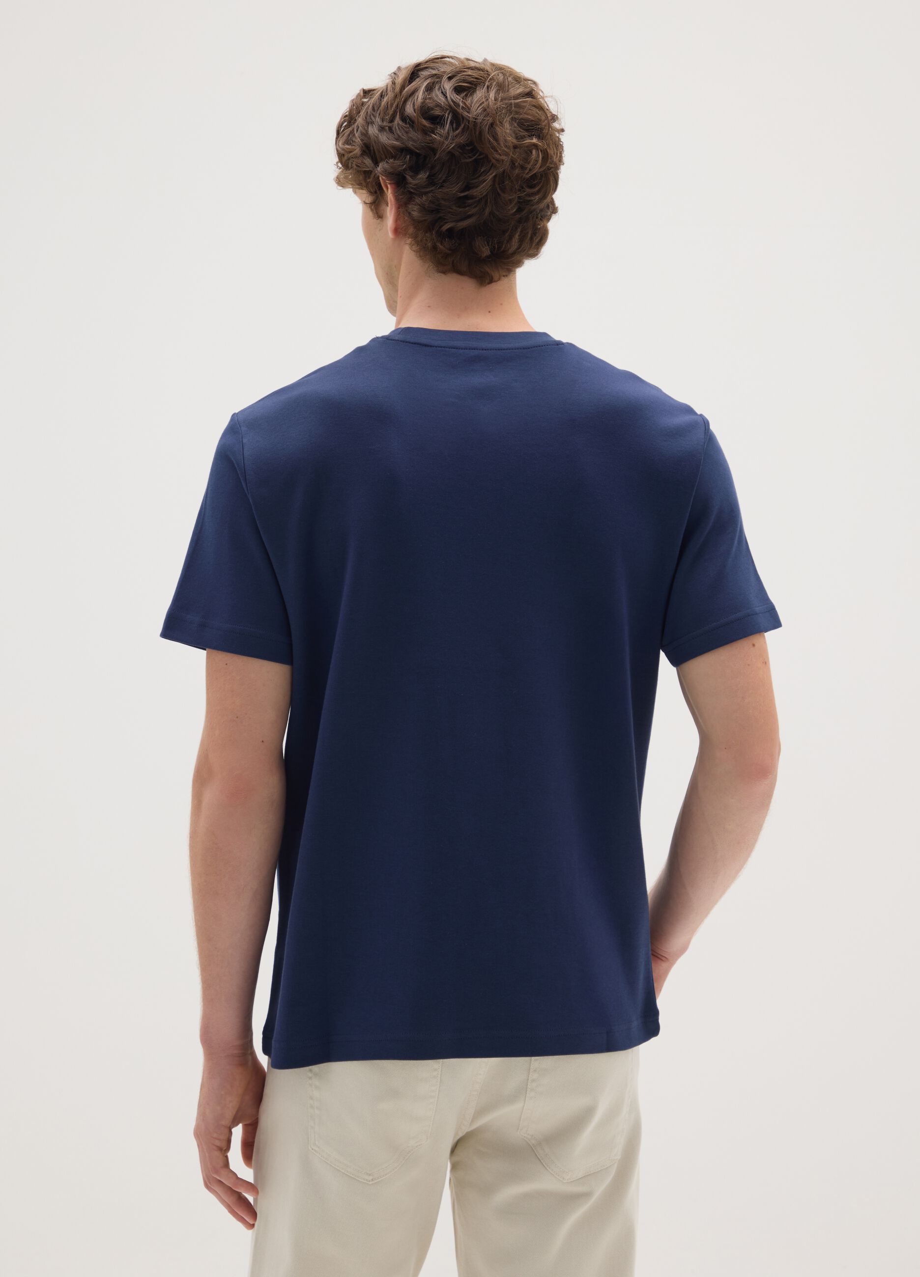 Short Sleeve Blue Cotton T-Shirt