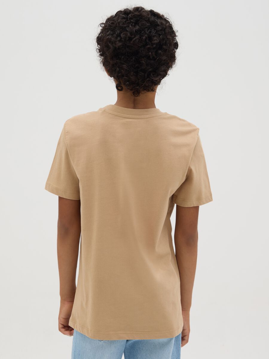 Brown T-shirt in cotton with lettering print_1