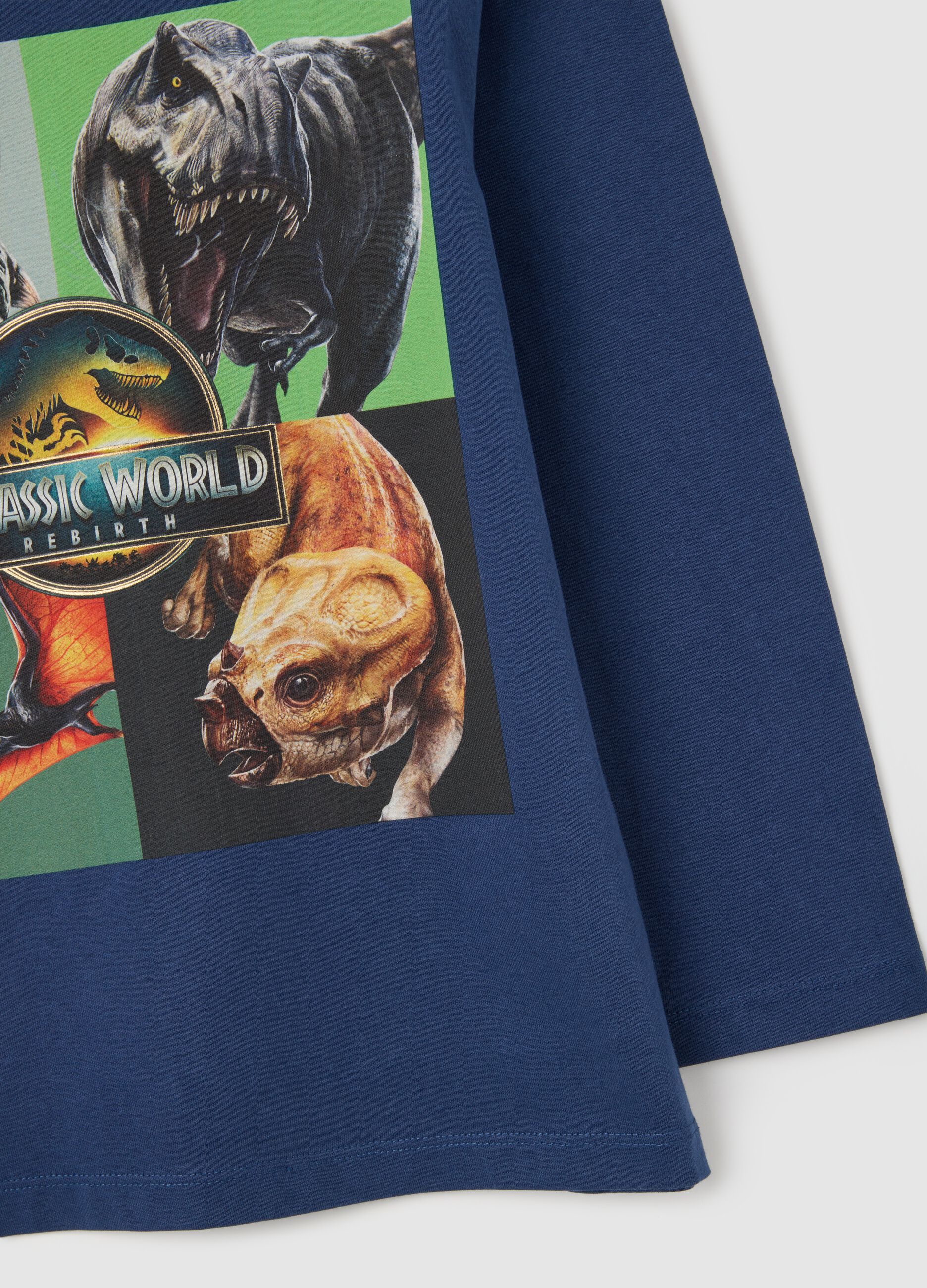 T-shirt blu a maniche lunghe per bambino Jurassic World