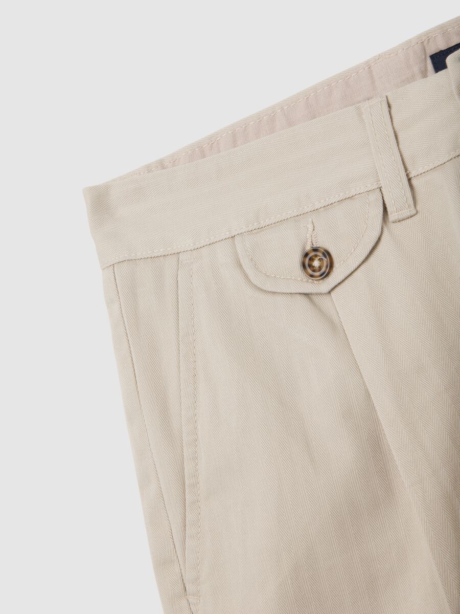 Beige Cotton Bermuda Shorts Piombo_5