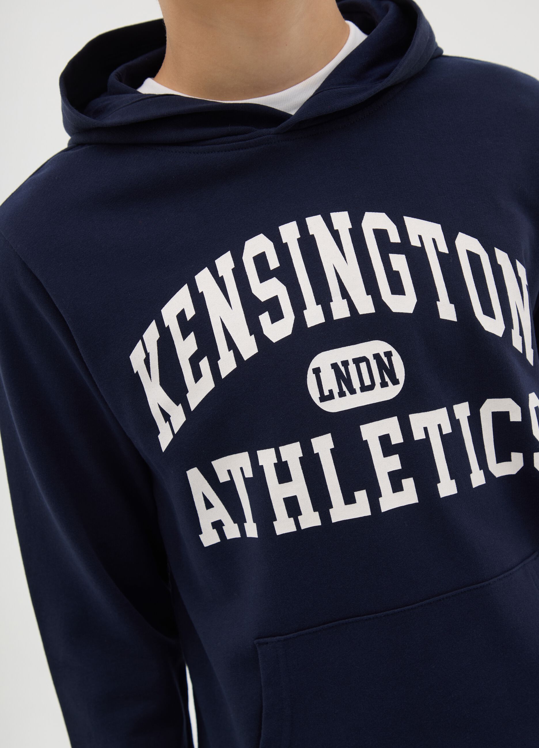 French terry sweatshirt with hood and print