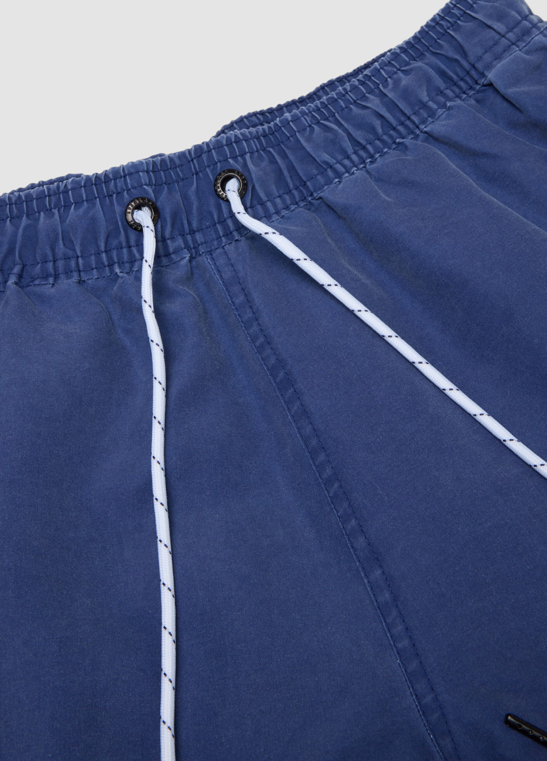 Navy blue swim boxer shorts with drawstring