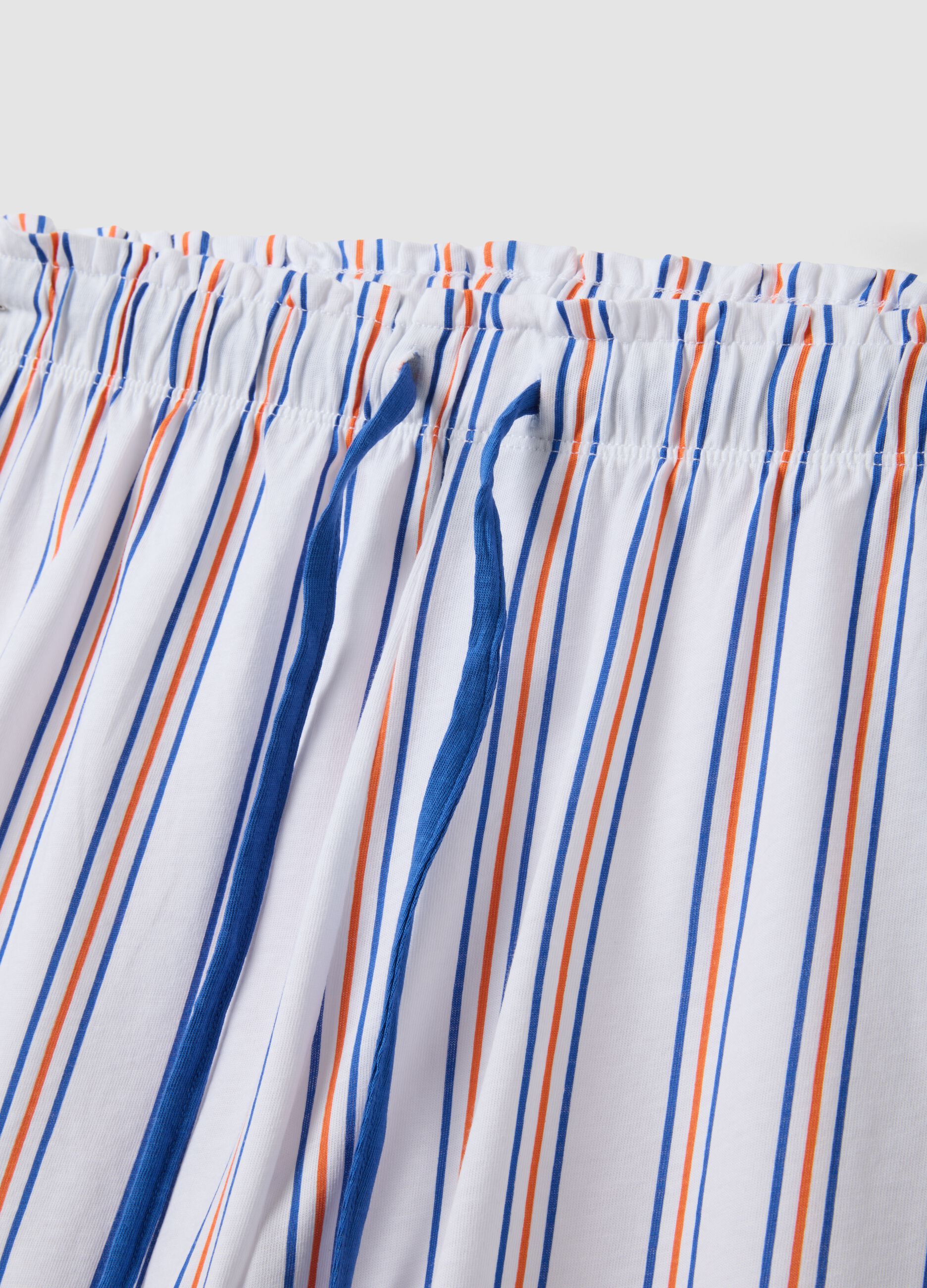Pure cotton striped pyjama shorts, multicolour, regular fit