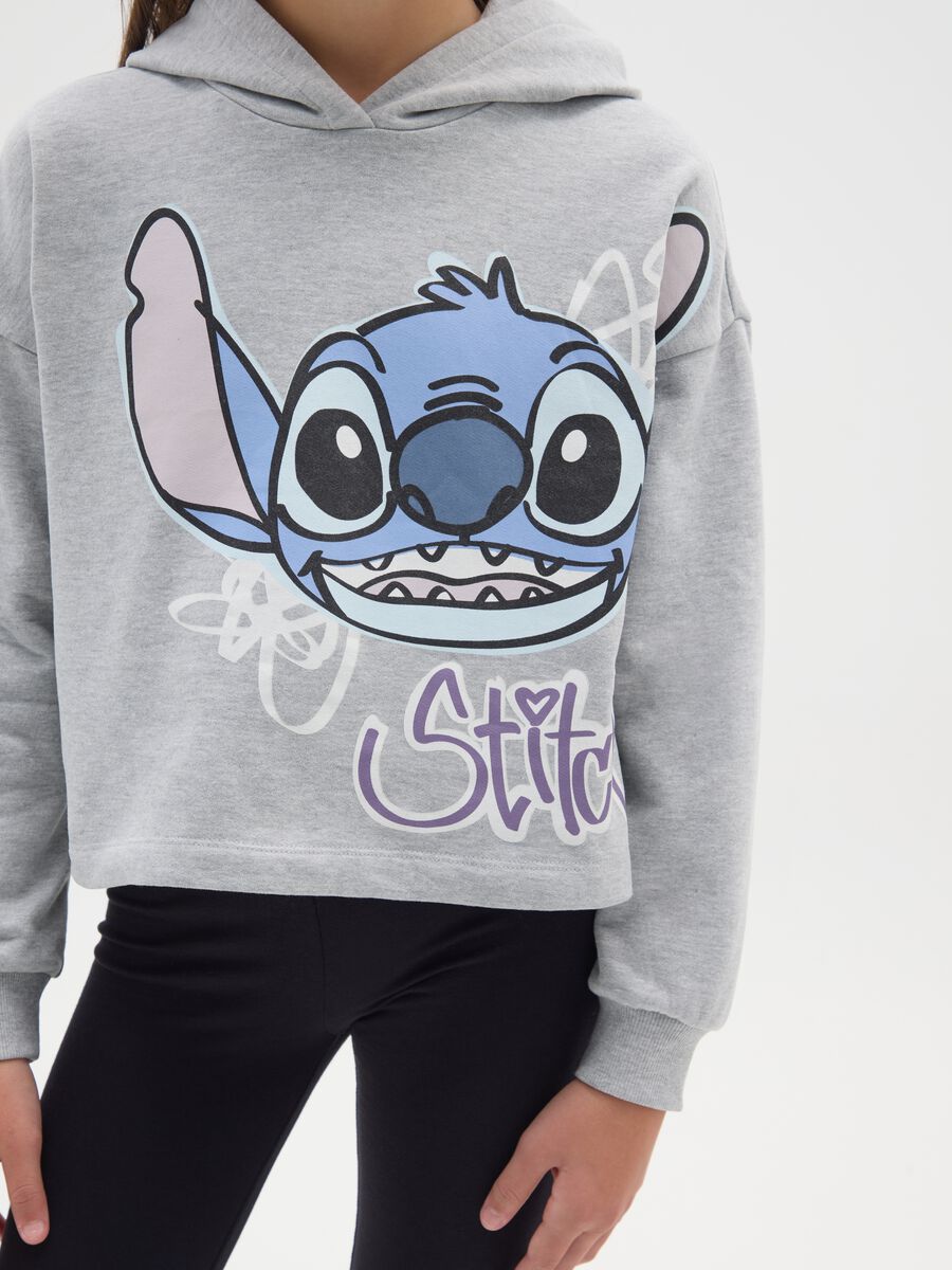 Girls' grey regular fit cotton blend sweatshirt with Stitch_2