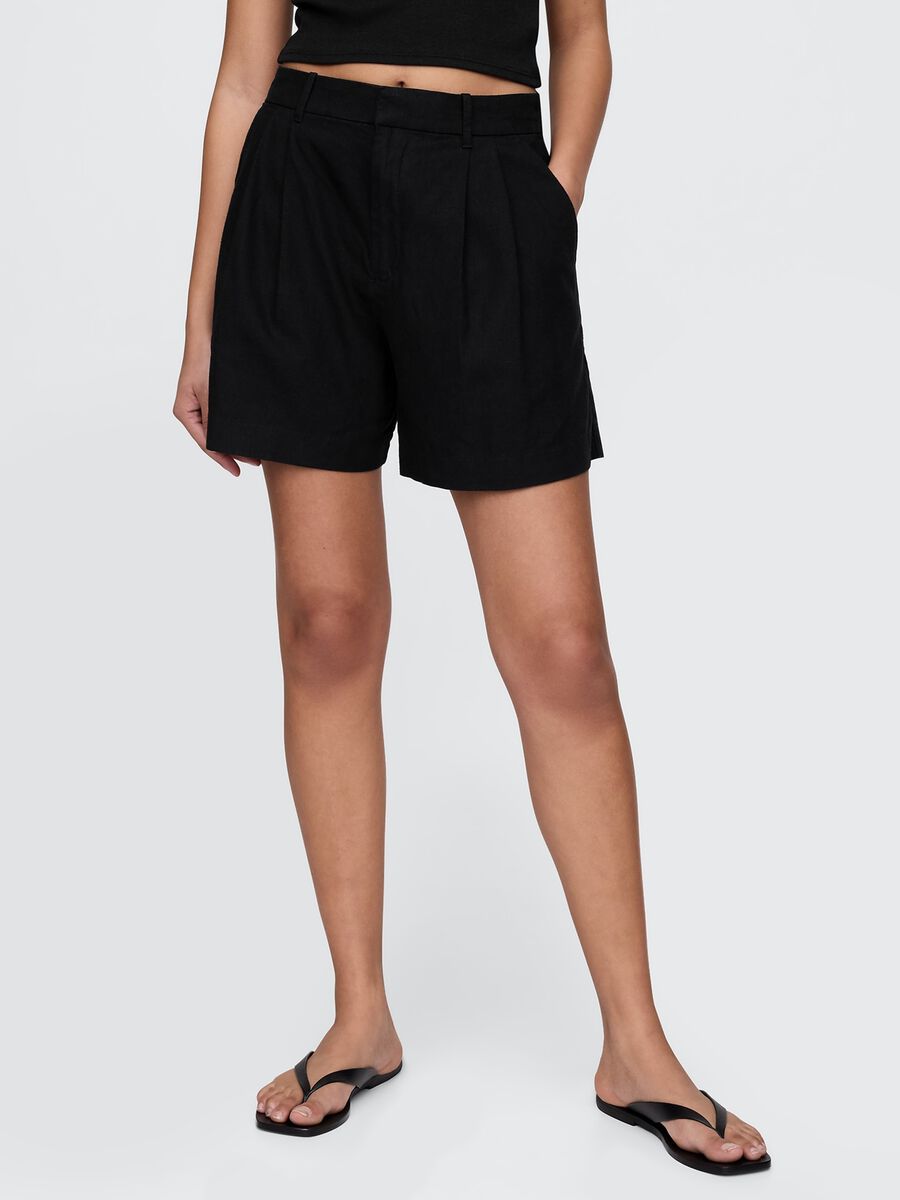 Shorts in lino e viscosa_1