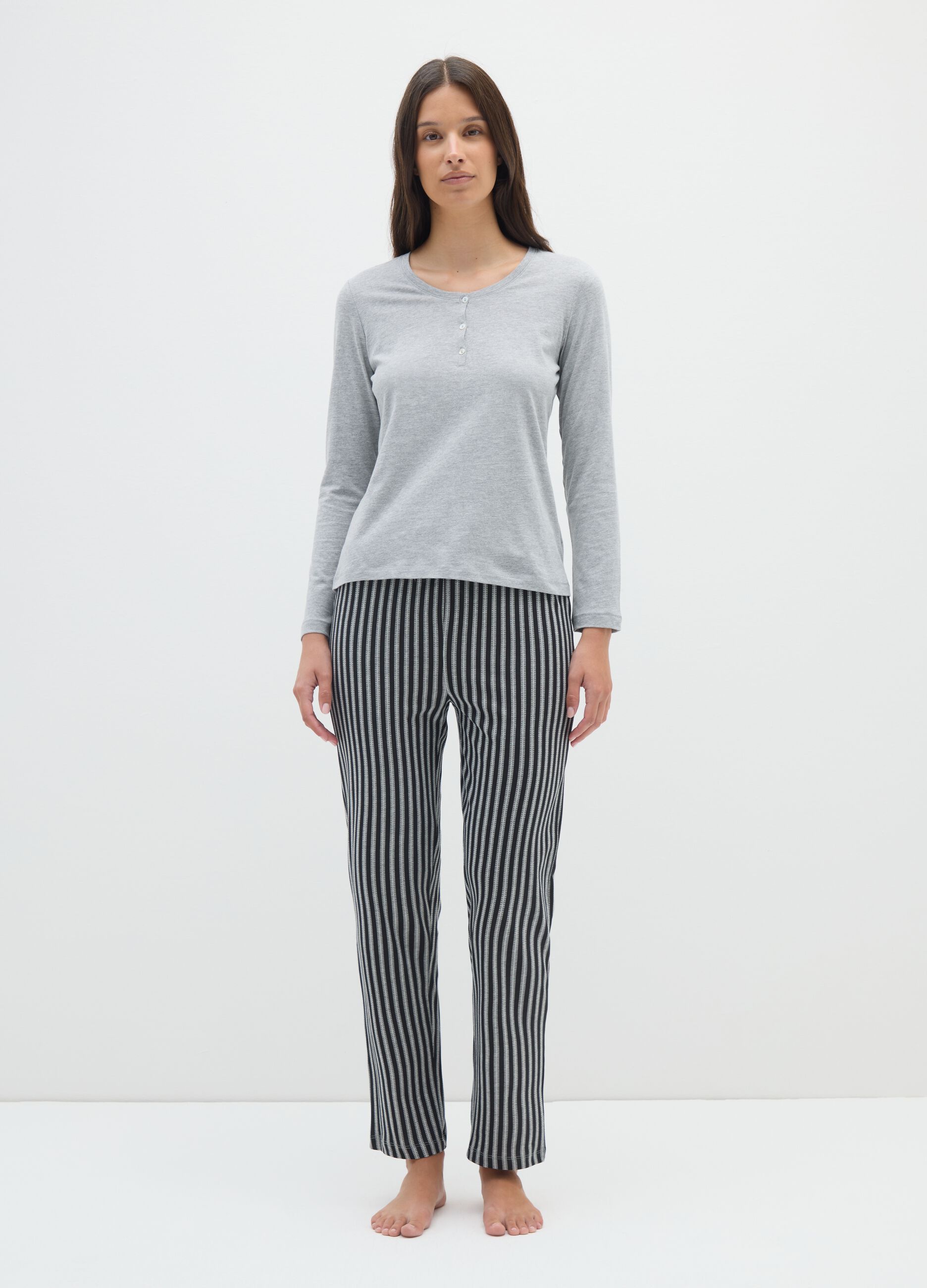 Multicolor Stripe Cotton Blend Pyjamas