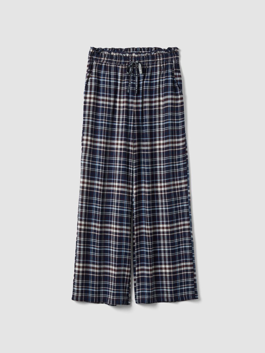 Blue checked pure viscose pyjama trousers_4