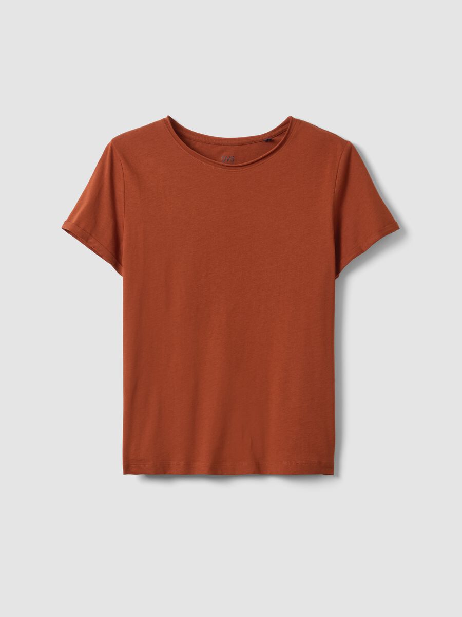 T-shirt a maniche corte in puro cotone marrone regular fit_4