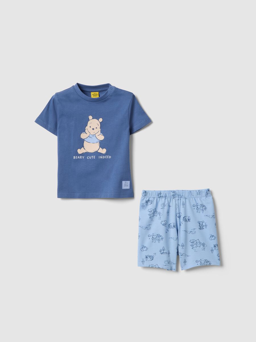 Pigiama corto in puro cotone multicolor da neonato con Winnie-the-Pooh_0