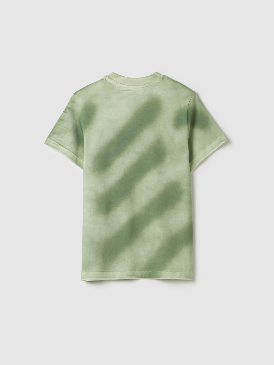 Green cotton T-shirt with logo embroidery_4