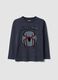 Grey long-sleeve pure cotton Spider-Man print T-shirt for boys_0