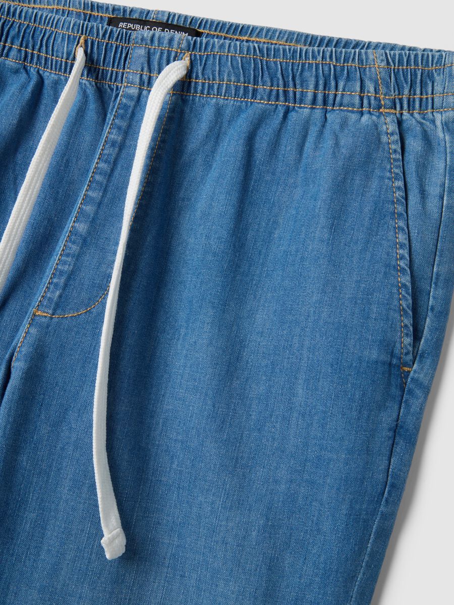 Regular fit azure stretch denim cotton jeans_5