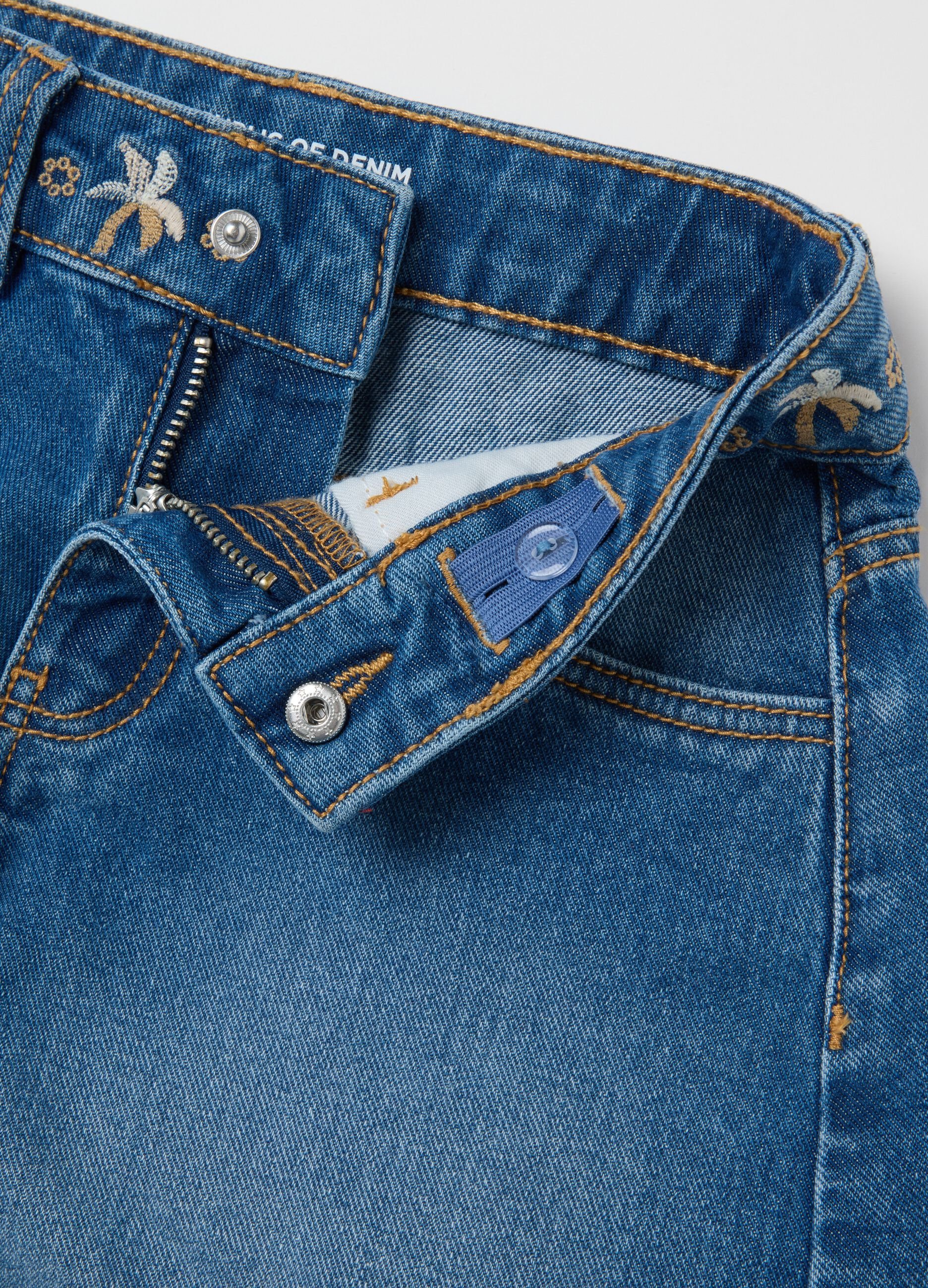 Shorts da bambina in puro cotone denim regular fit
