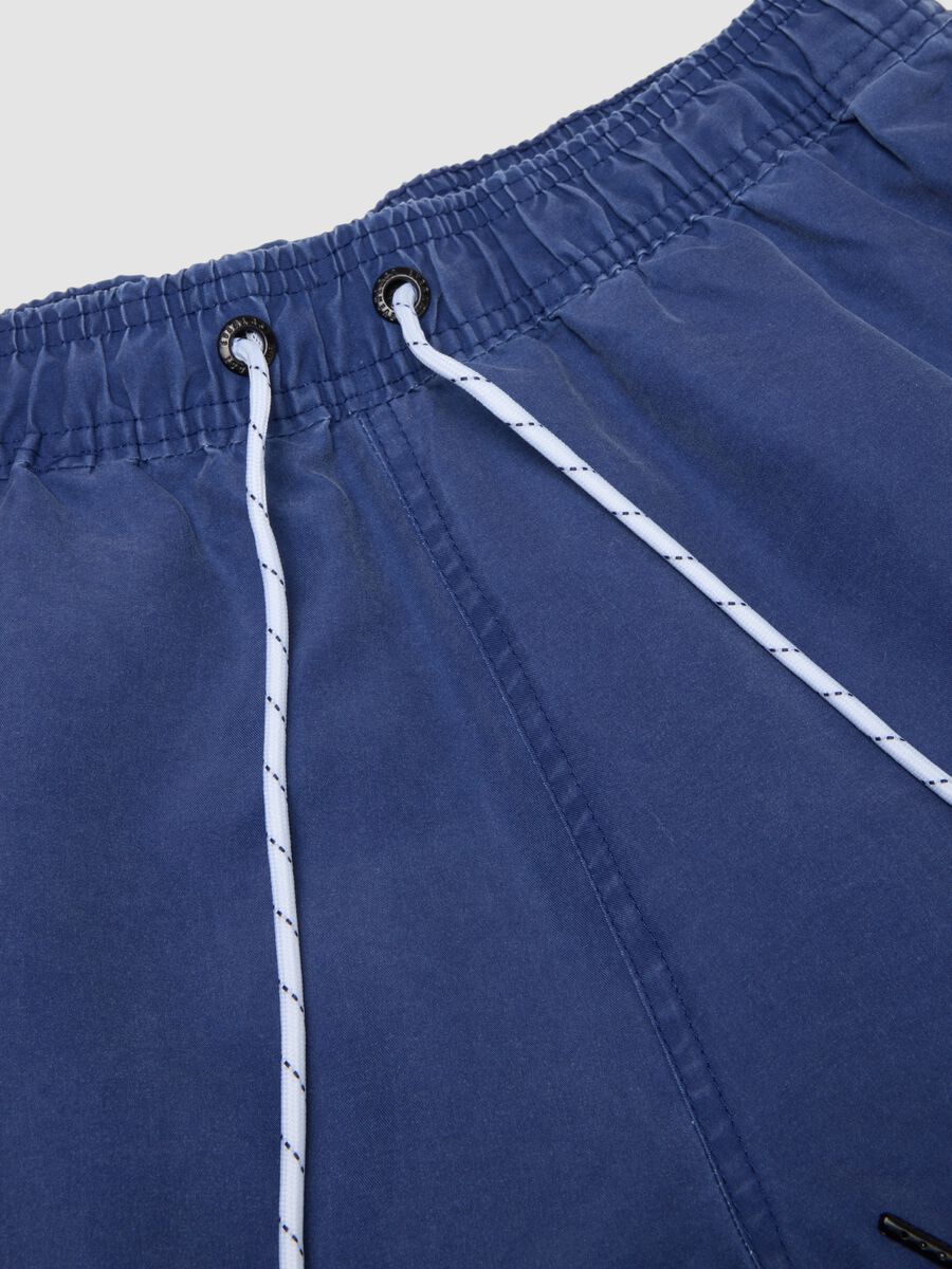 Navy blue swim boxer shorts with drawstring_1