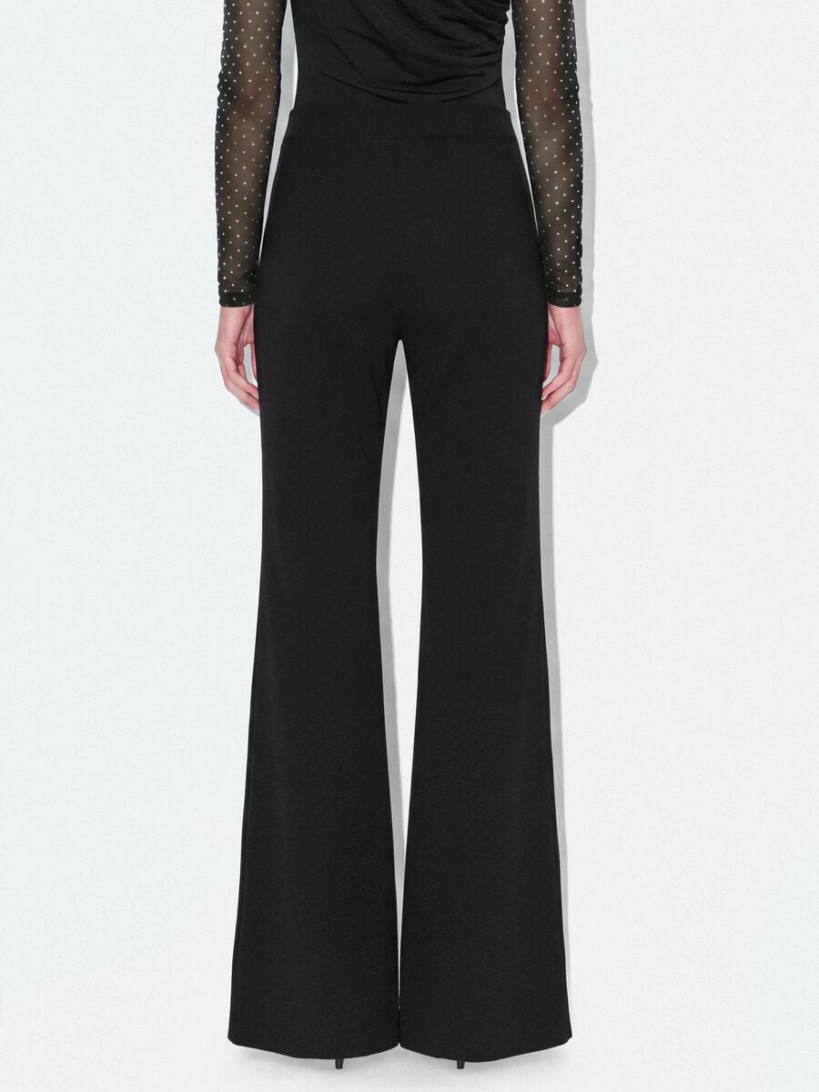 Black flared trousers in stretch modal_3