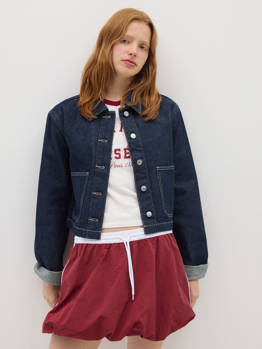 Giacca in puro cotone blu regular fit_1