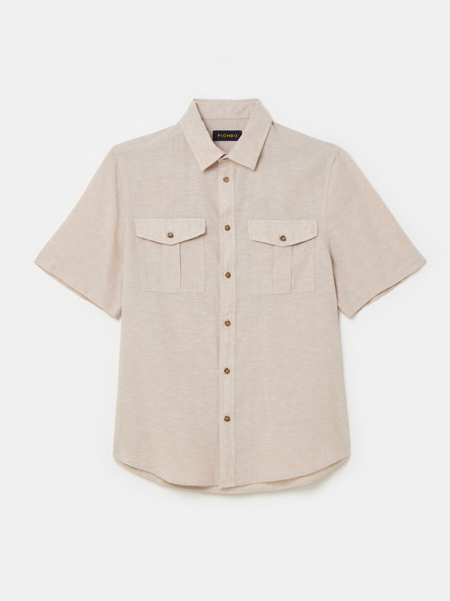 Linen and cotton short-sleeved shirt_3