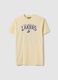 Yellow pure cotton regular fit T-shirt with Lakers print_0