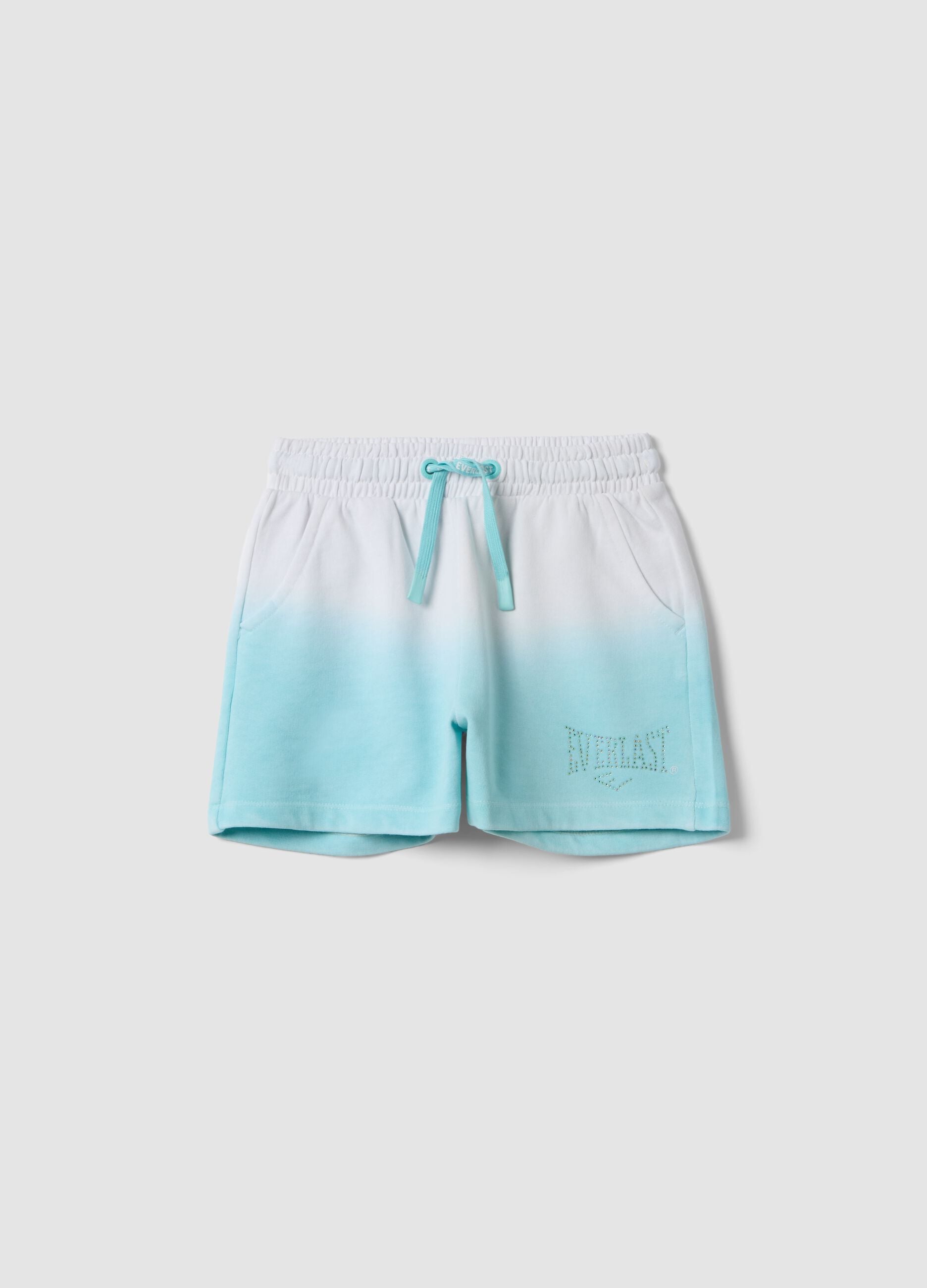 Short azzurri in misto cotone con vita elastica per bambina regular fit