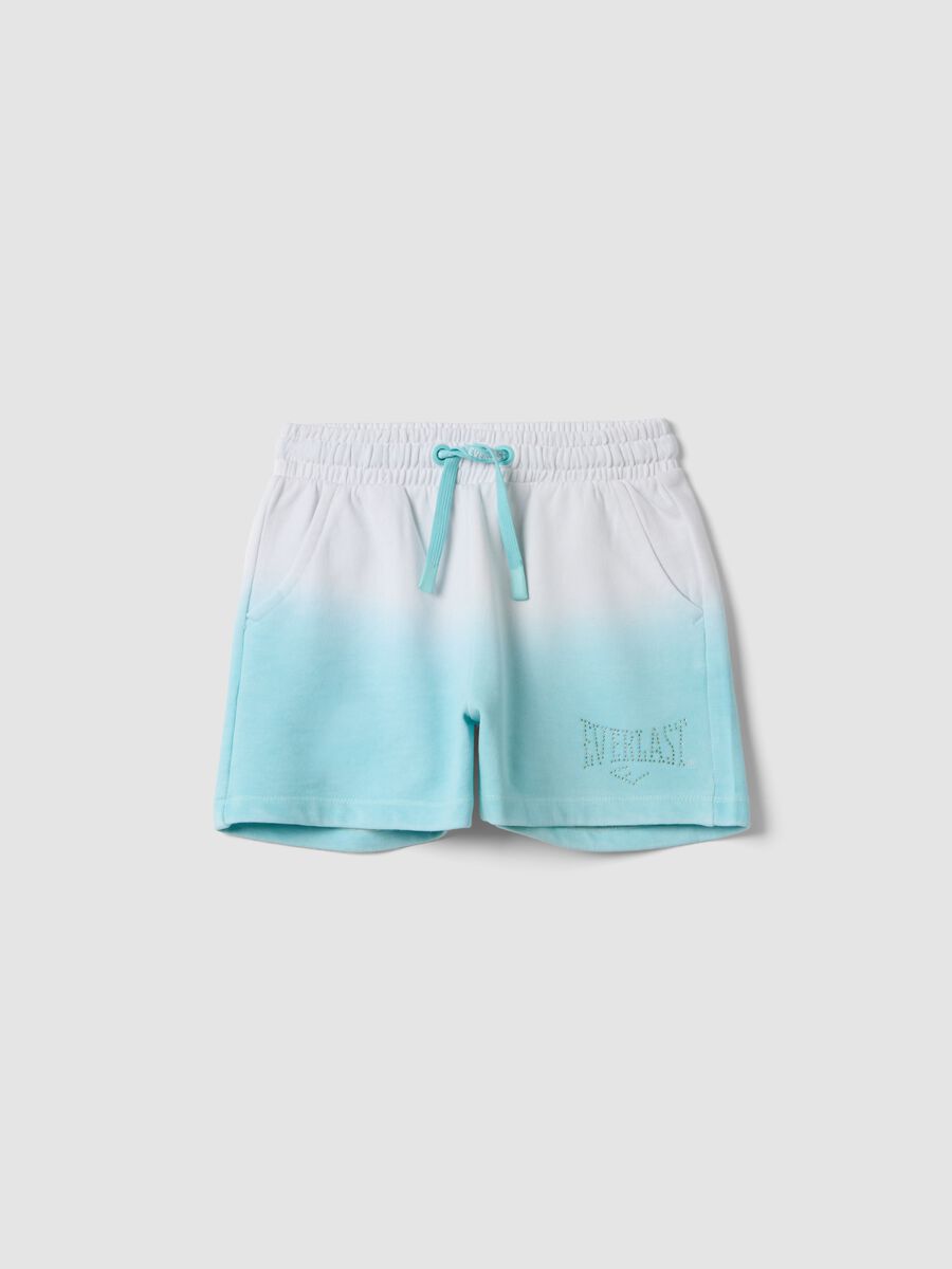 Light blue cotton-blend shorts with elasticated waist for girls, regular fit_0
