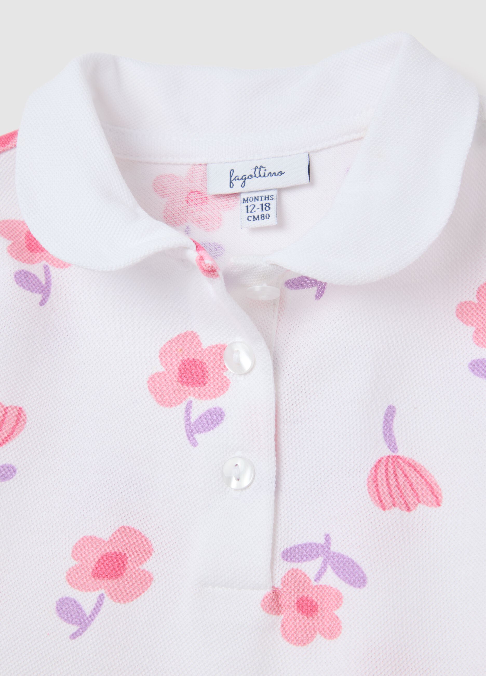 Polo da neonata in puro cotone multicolor regular fit con motivo 
