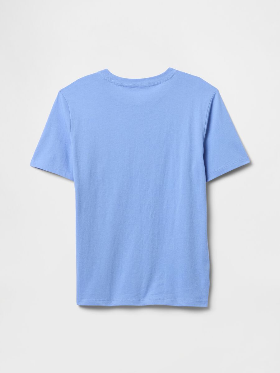 Short sleeve blue cotton T-shirt_1