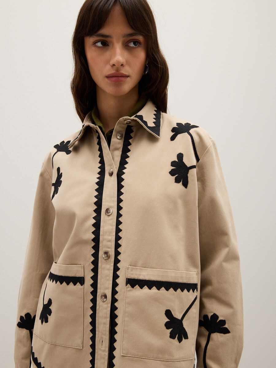 Beige jacket in pure multicolor cotton regular fit_3
