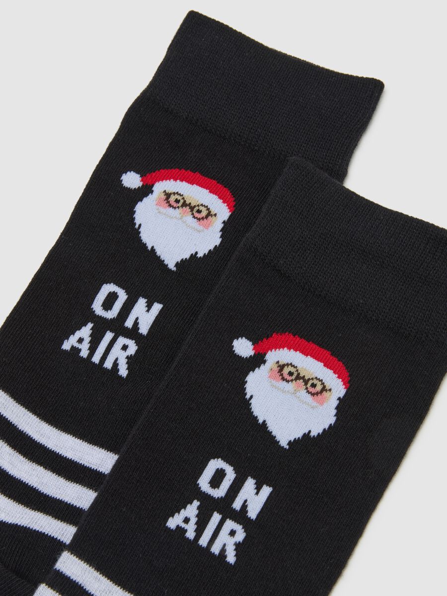 Multicolour Christmas Stockings with Stripes and Santa Claus in Cotton Blend_2