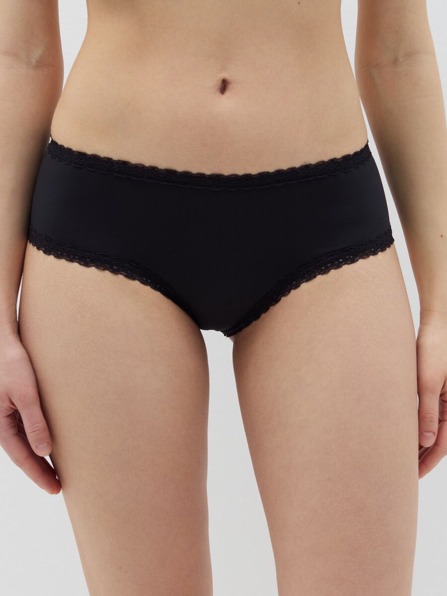 Microfibre French knickers with lace_2