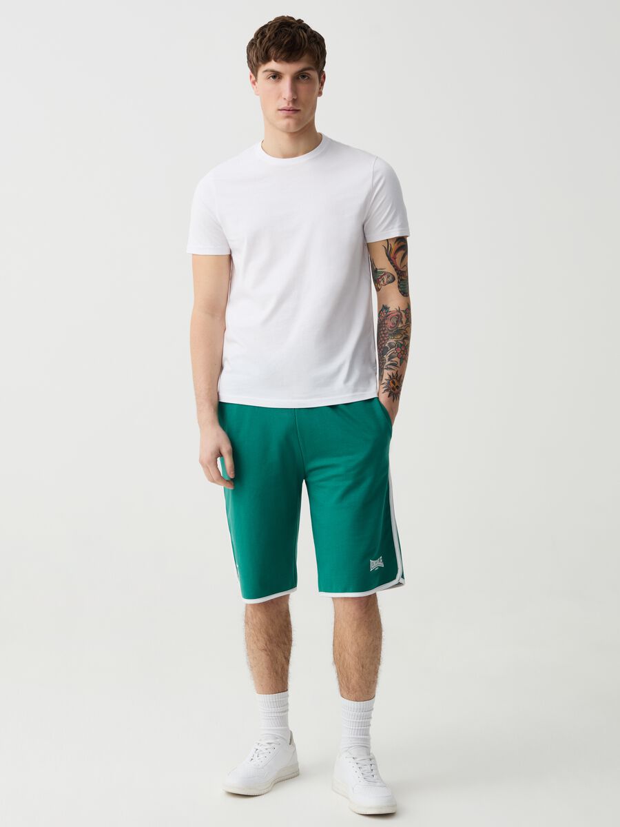 Bermuda joggers with logo print and contrasting edging_0