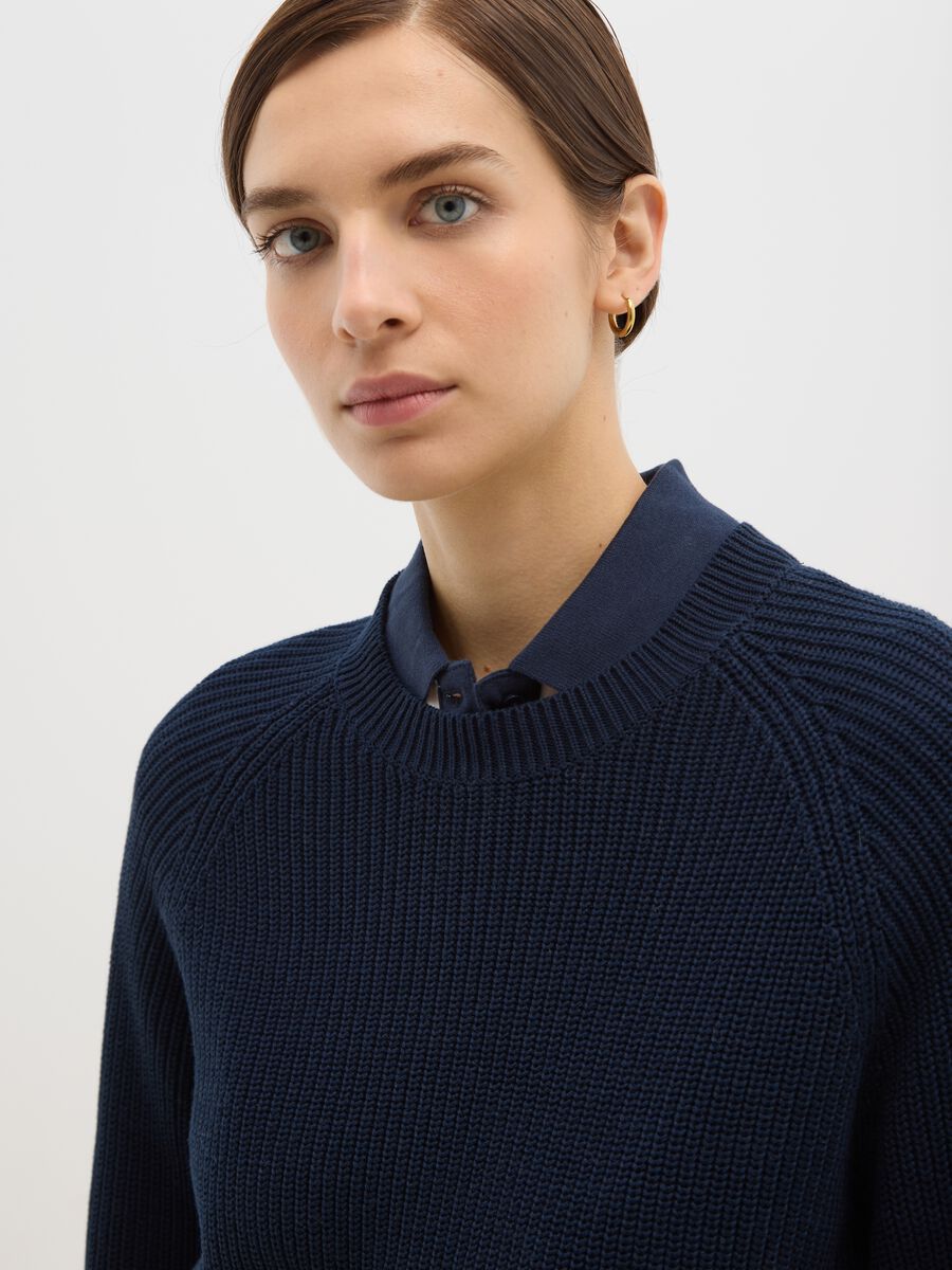 Blue cotton blend sweater regular fit_3