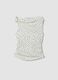 White asymmetrical one-shoulder slim-fit polka-dot stretch viscose top_0