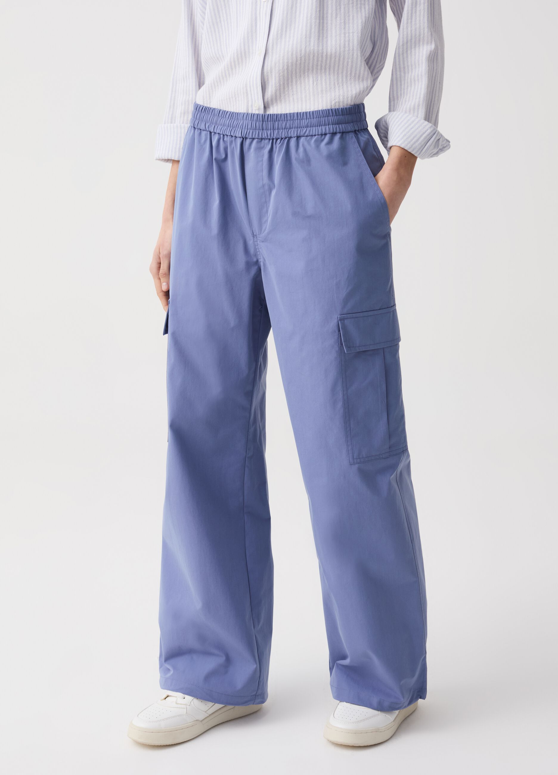 Pantalone cargo in popeline