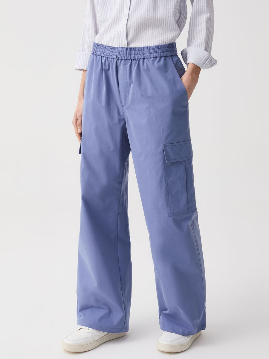 Pantalone cargo in popeline_1