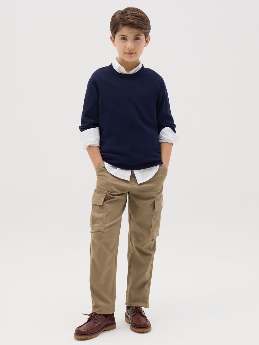 Pantaloni cargo in cotone stretch _1