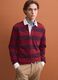 Red pure cotton striped long-sleeve rugby polo, regular fit_0