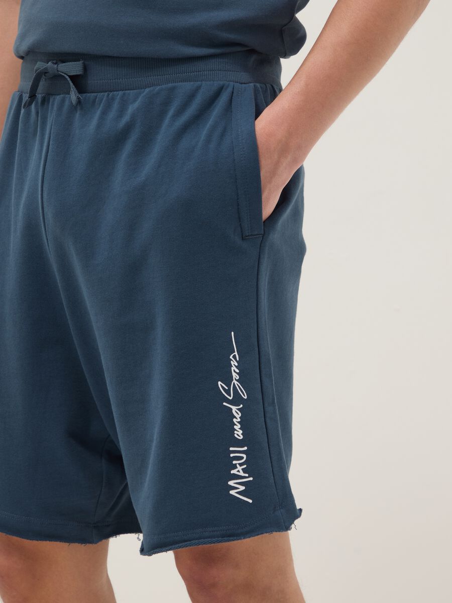 Bermuda blu in puro cotone con vita elastica_3